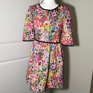NWT Black Halo Floral Quilted Mini Dress Size 6